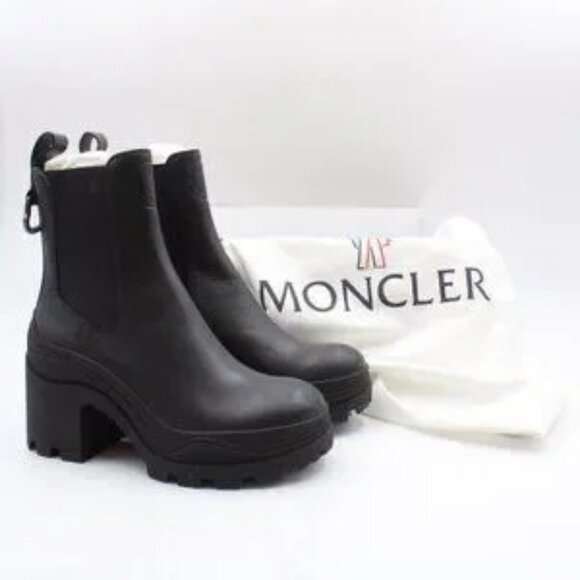 NWD Womens Moncler Envile Chelsea Black Water Resistant Heel Bootie 39 US/9 - Picture 1 of 16